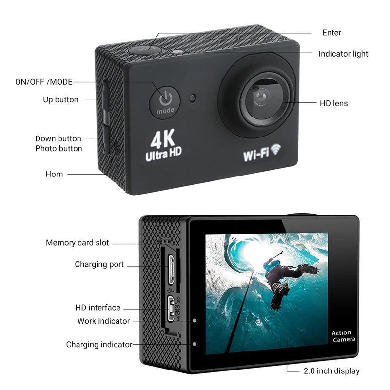 4K Action Camera 1080P/30FPS WiFi 2.0